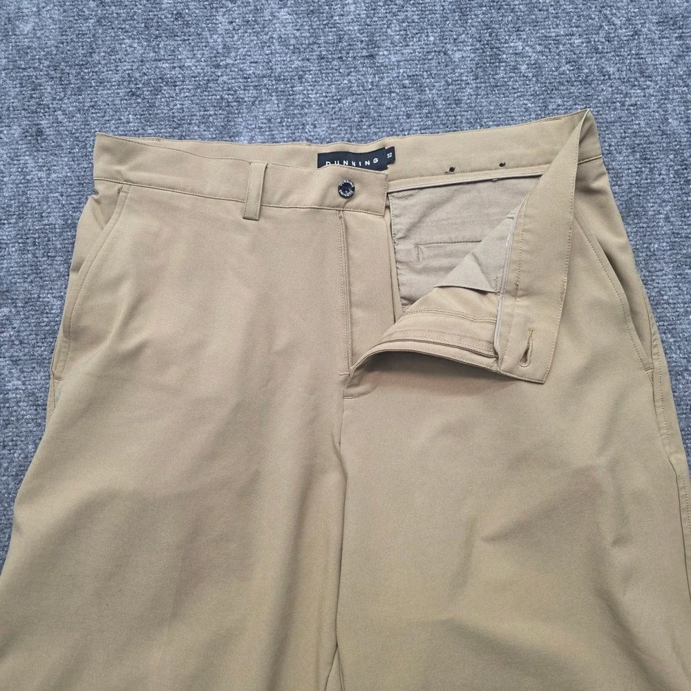 Dunning Golf Shorts Men 32 Khaki Tan Flat Front Performance Stretch Casual Chino